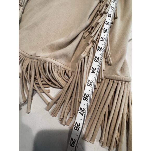 Barbara Lesser Women's Fringe Vest Open Front Size Medium Tan Western - Picture 4 of 7